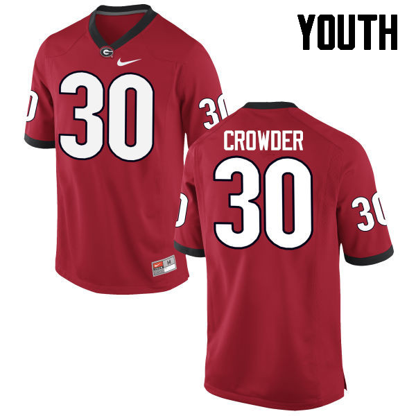 Youth Georgia Bulldogs #30 Tae Crowder College Football Jerseys-Red - Click Image to Close
